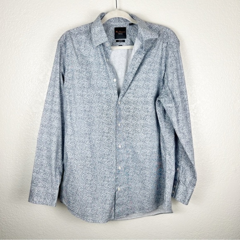 Ben Sherman Blue Patterned Button Dress Shirt Size 16 1/2